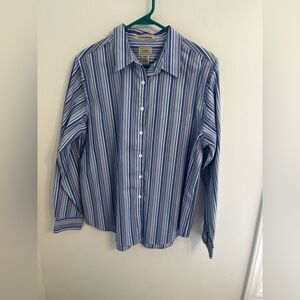 L.L. Bean Women’s Casual Blue and White Striped Shirt